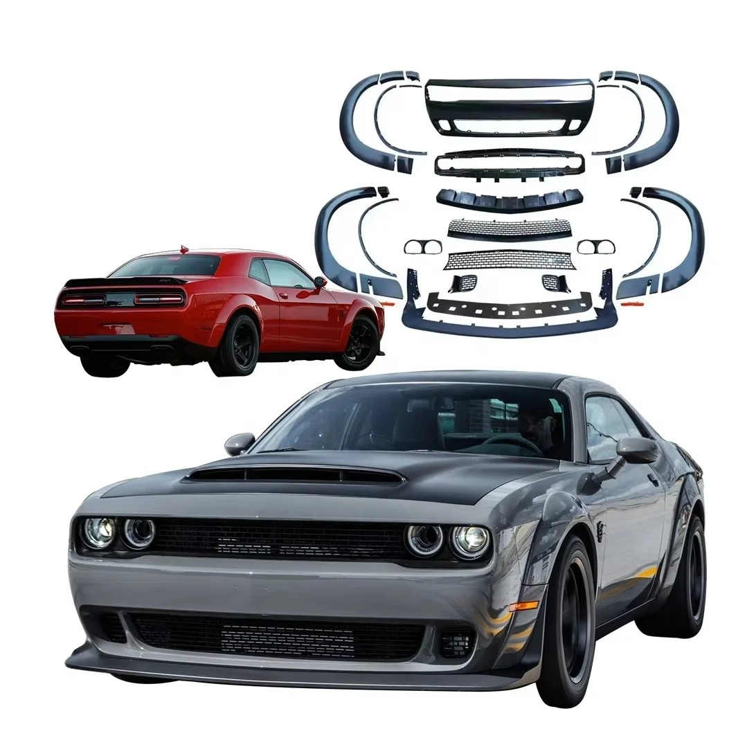 Front Bumper Over Fender for Dodge Challenger SRT Hellcat Body Kit Accessories 2015 to 2022Wide Fender Flares to Demon Style