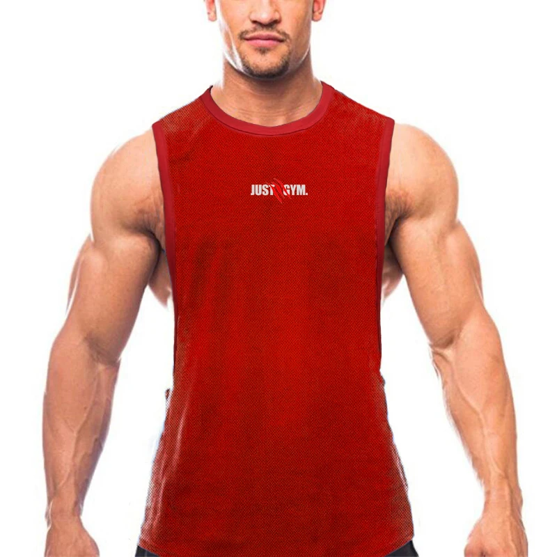 

Gym Bodybuilding Fitness Workout Tank Top Men Muscle Sleeveless Stringer Fashion Summer Sweatproof Cool Quick Dry Mesh Singlet