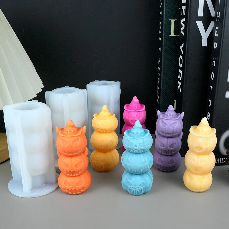 

New Halloween Pumpkin Scented Candle Silicone Mold-DIY Craft Candle Making Tool for Home Holiday Decorations