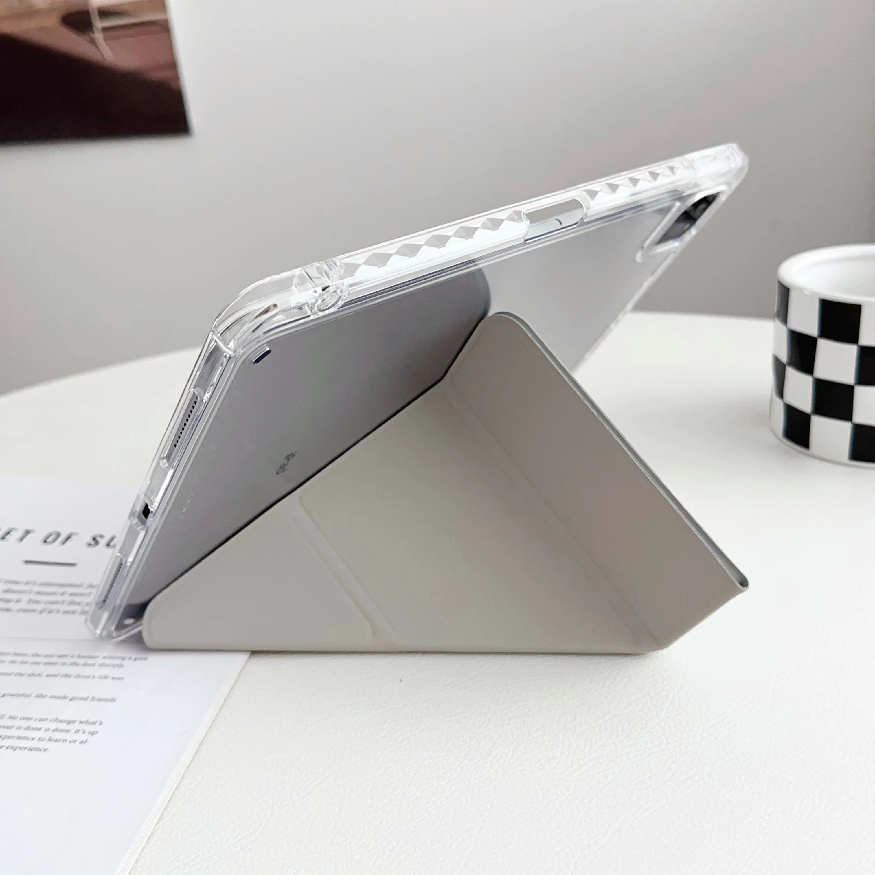 Y-fold track caso claro para ipad 11 10th ar 4 5 6 10.9 11in 13in ar 2 9.7 pro 11 12.9 mini 6 7 capa multi dobrável suporte funda