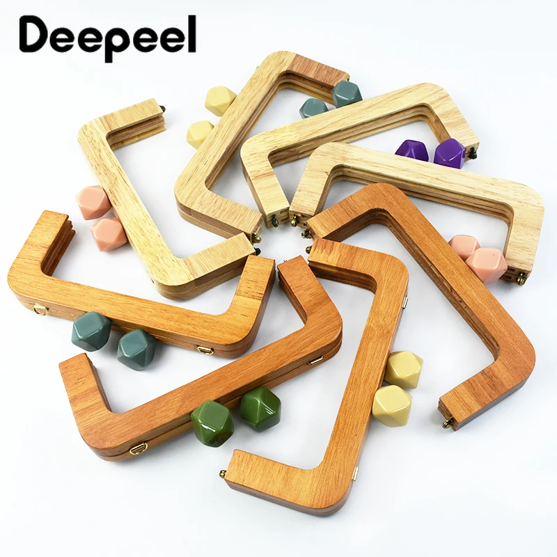 Deepeel 20cm Wooden Purse Frame Handbag Handles Women Woven Bags Wallet Clamp Handmade Closure Brackets DIY Bag Accessories