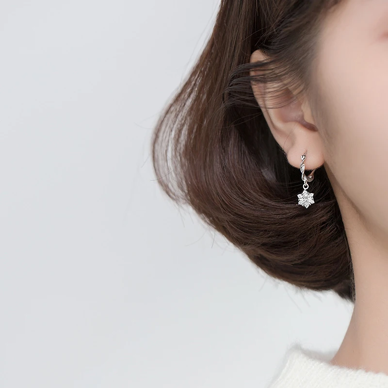 MODIAN Sparkling AAA Zircon Flower Irregular Hoop Earring for Women Real 925 Sterling Silver Wedding Engagement Original Jewelry