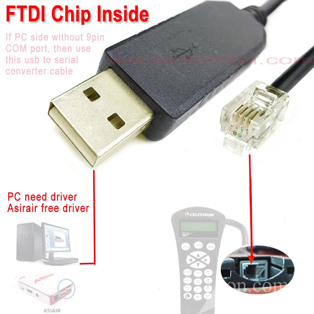 DB9 RS232 to RJ9 for Celestron NexStar NexStar+ GEM HC Firmware Serial Upgrading Cable