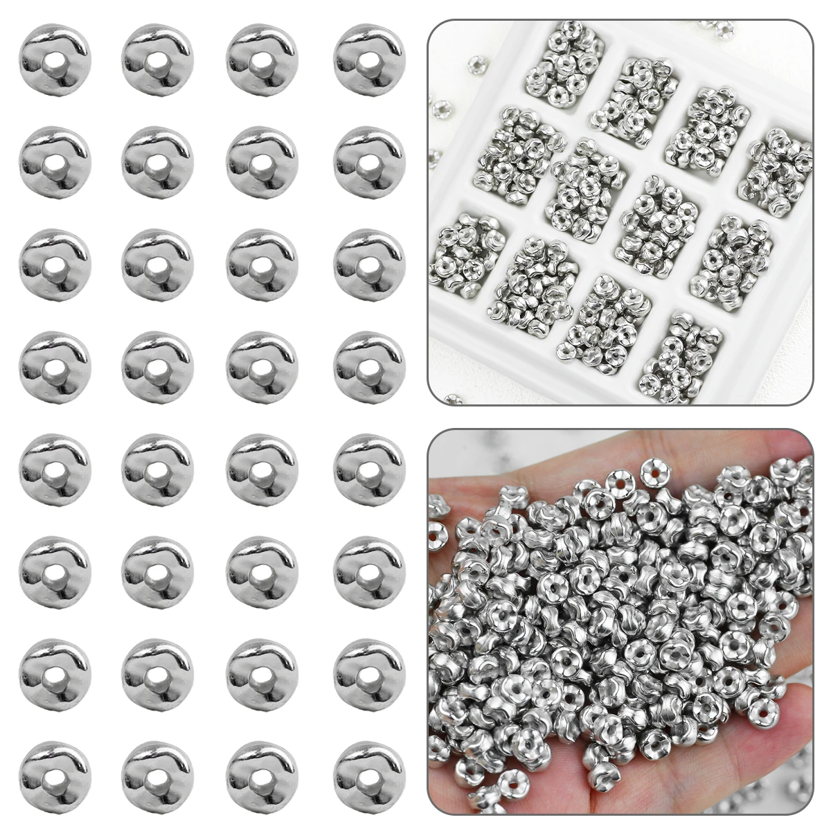 6mm Silvery Color CCB Flat Disc Spacer Beads Washer Loose Separator Beads For DIY Bracelet Necklace Jewelry Making Accessories