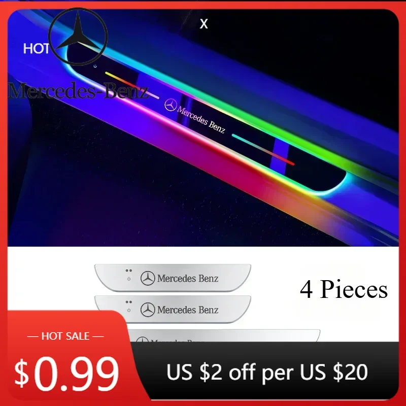 

Car Sticker For Mercedes Benz W203 W204 W212 W213 W209 W214 W222 W218 W176 Car Door Sill Light LED Welcome Pedal Projector Thres