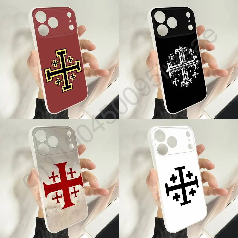 

Jerusalem Cross Flag Phone Case For iPhone 12,16,11,14,13,17,15,Plus,E,Pro,Max,Air,Mini Wireless Charge Magnetic Frosted