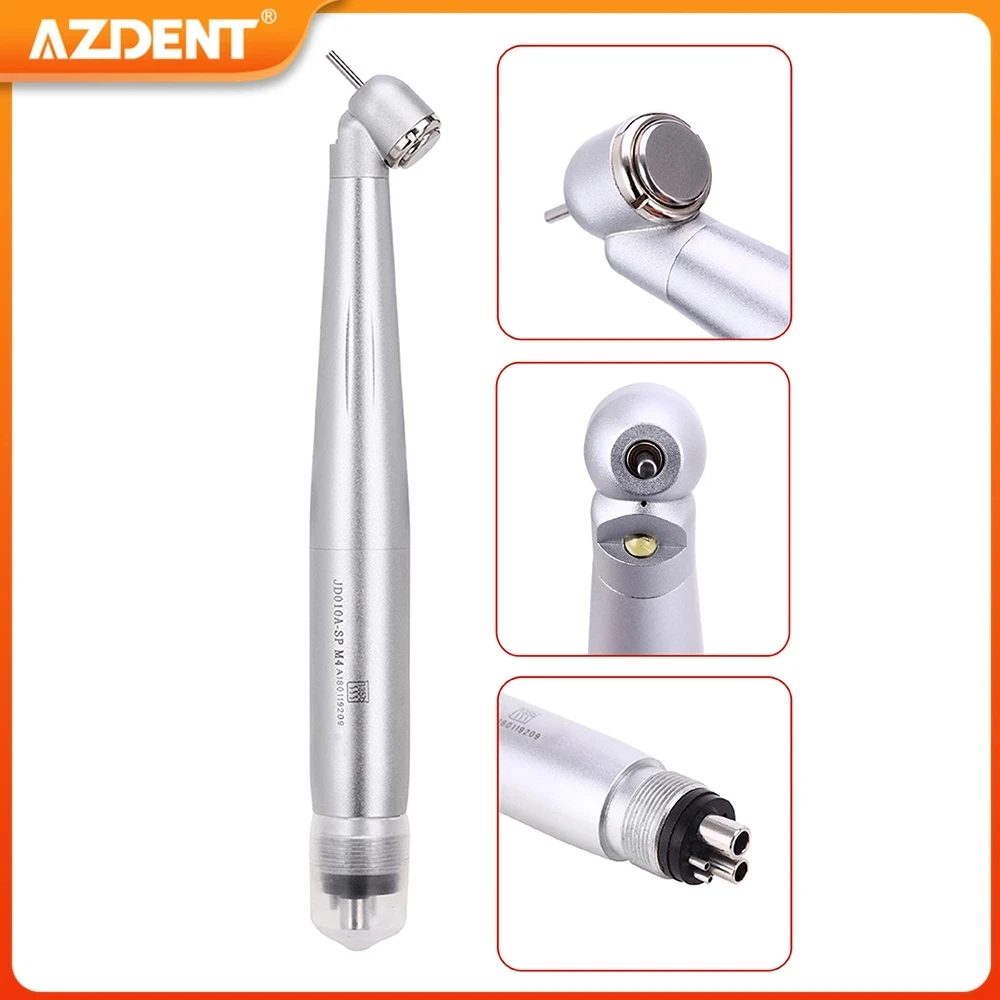 

AZDENT Dental 45 Degree LED High Speed Handpiece E-generator Integrated Standard Head Push Button 2/4 Holes Single Water Spray