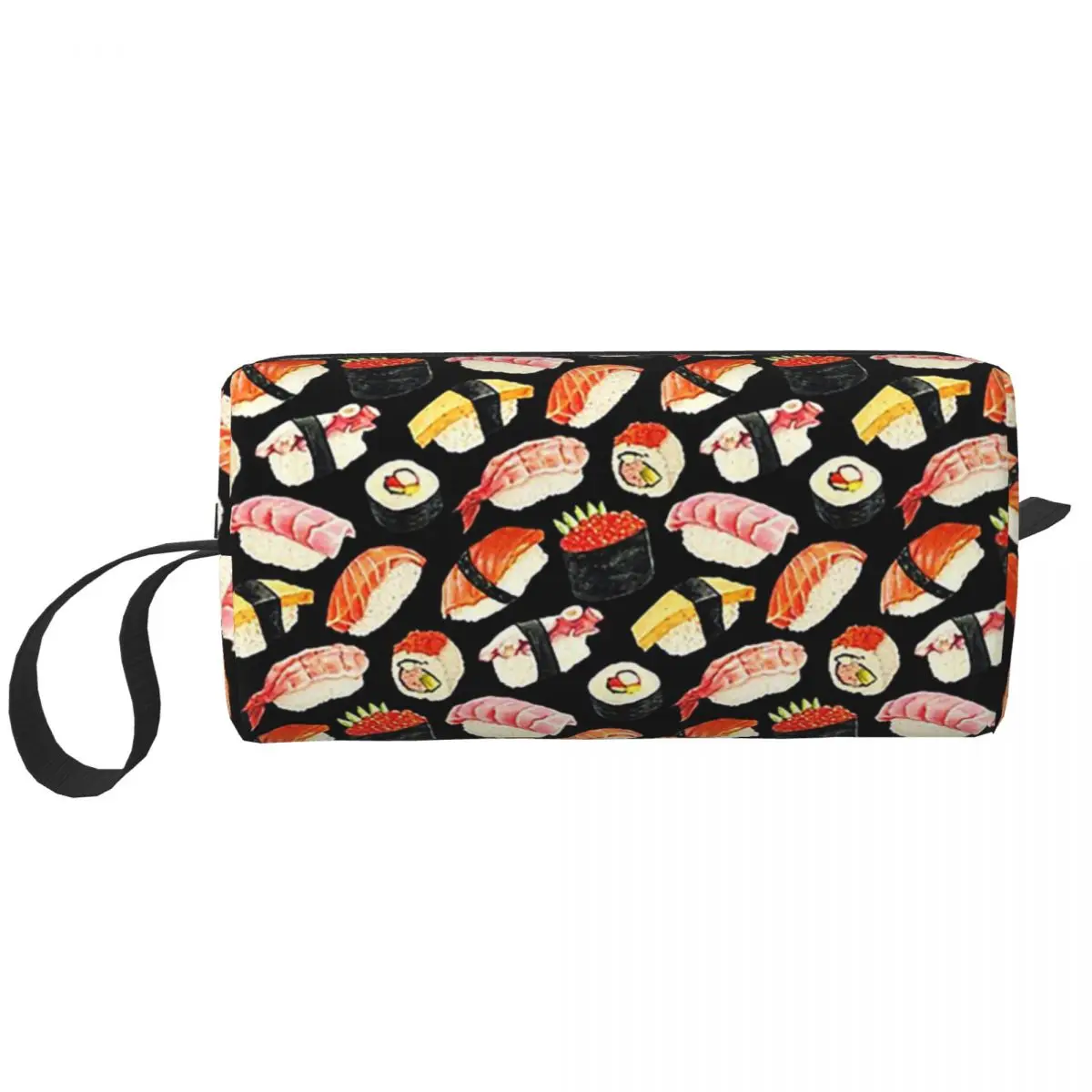 Sushi Pattern - Black Makeup Bag Cosmetic Organizer Storage Dopp Kit Toiletry Cosmetic Bag for Women Beauty Travel Pencil Case