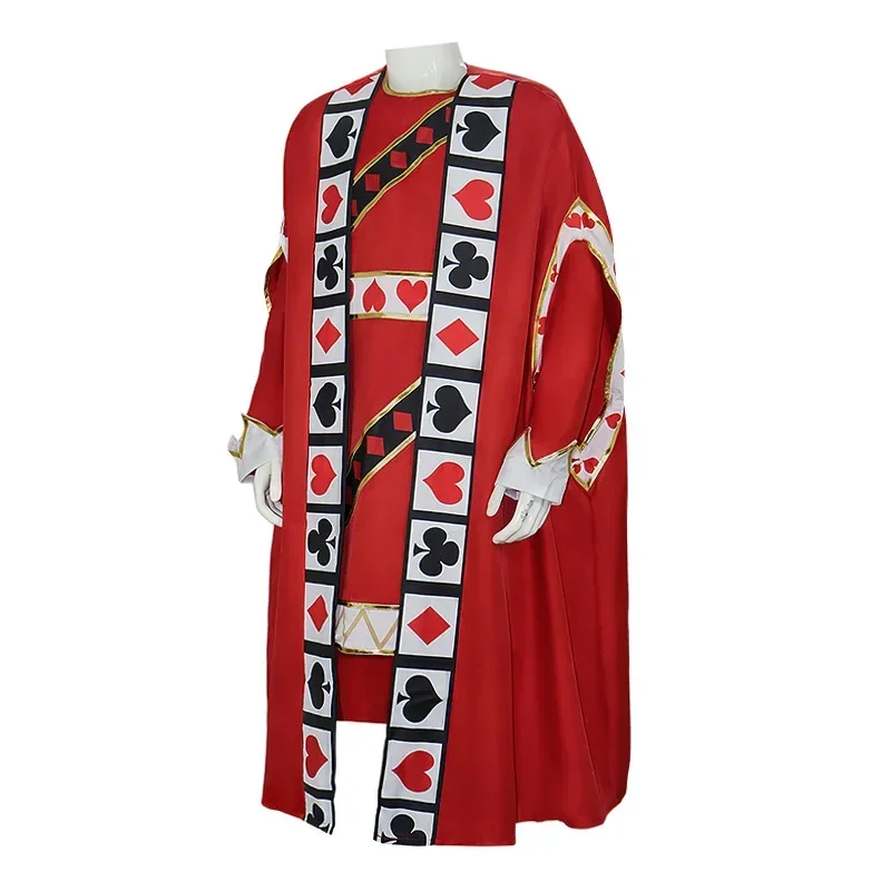 أزياء الهالوين أليس بوكر كينغ التأثيرية أزياء ملك القلوب الحمراء لعب الأدوار الأمير رداء التاج الزي الرسمي كرنفال حفلة الزي الرجال