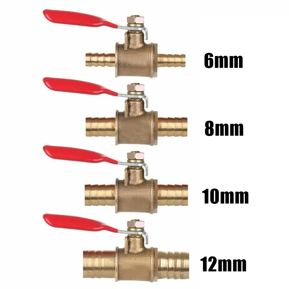 6mm-12mm Brass Small Ball Valve Shutoff Ball Valve Hose Barb Inline Water Oil Air Gas Fuel Line Small Ball Valve Connector