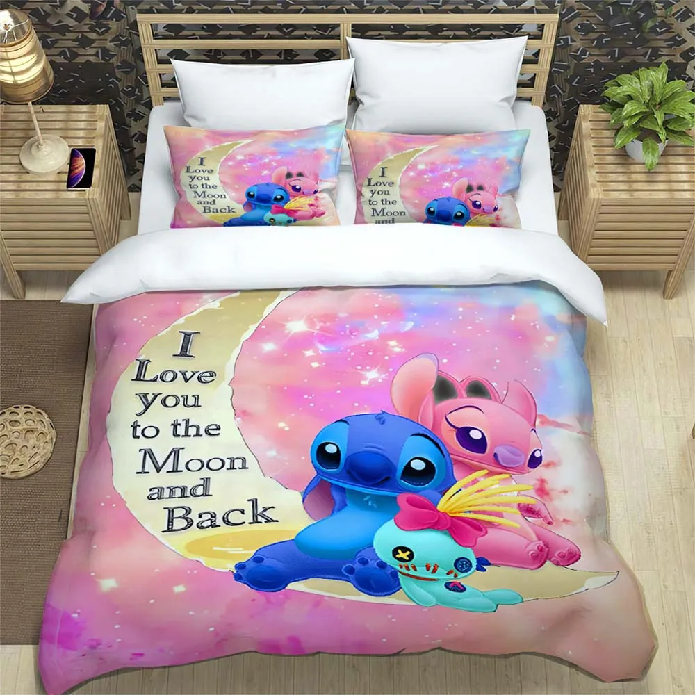 Imagem -03 - Stitch Cartoon Bedding Grupo Impressão 3d Decoração para Casa Fronha Colcha Presente Bonito Família e Amigos