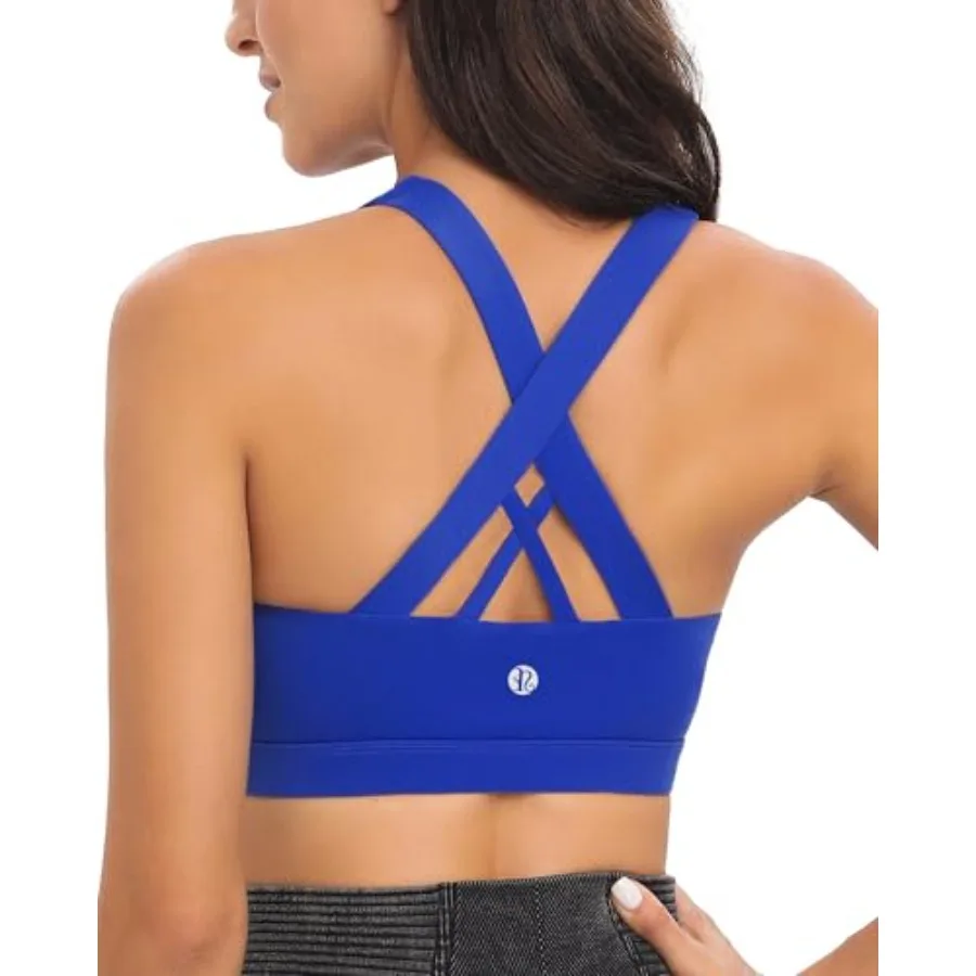 

RUNNING GIRL Sports Bras for Women, Padded Strappy Sports Bras Criss-Cross Back Support Sports Bras with Removable Cups