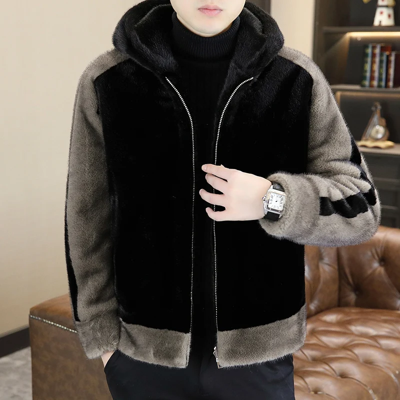 Autumn Winter Double-Sided Wear Golden Mink Velvet Faux Fur Coat Thickened Jacket Leather Fur Integrated Warm Outerwear