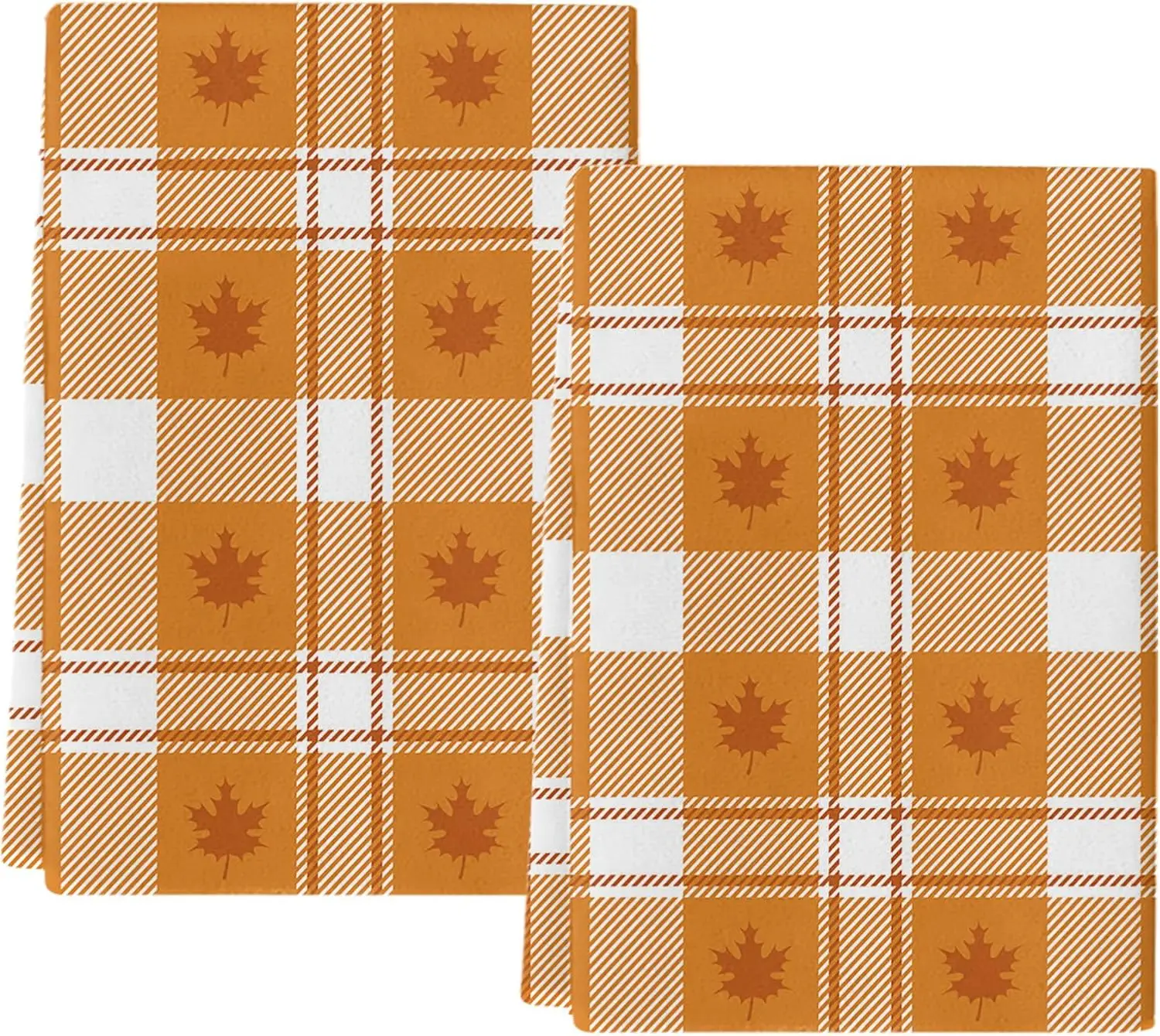 Fall Maple Leaves Buffalo Plaid Kitchen Towels Cleaning Supplies Absorbent Hand Dishcloths Hand Towels Thanksgiving Decorations
