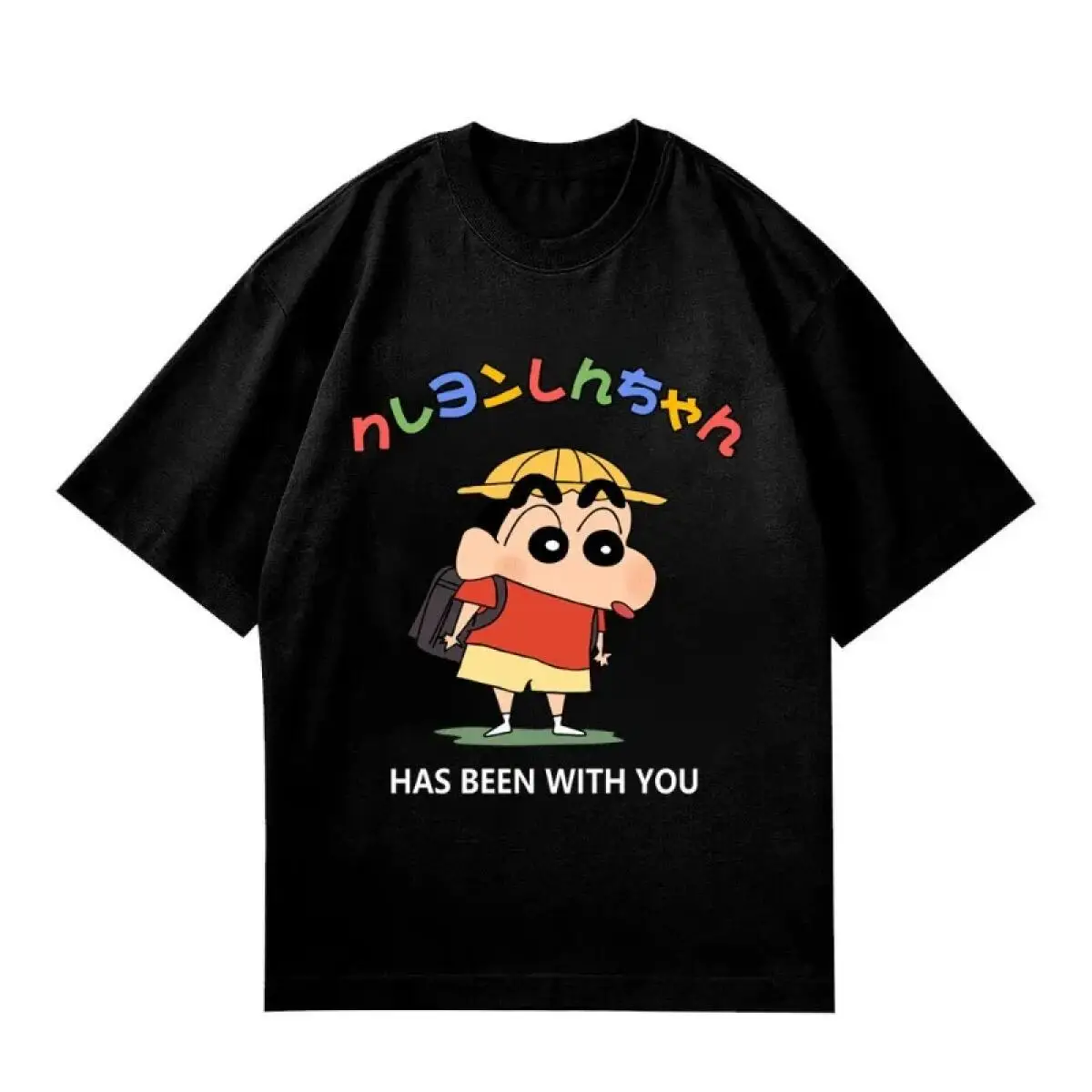 2026 Summer Comic Crayon Shin Chan 100% Cotton Loose Y2K T Shirt Men Casual Tops
