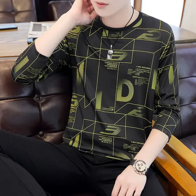 Baggy Slim Fit Male Pullover Long Sleeve Men's T-shirts Tight Sweatshirt Emo Designer Full Tops Quotes Harajuku Fashion Size New - view 6