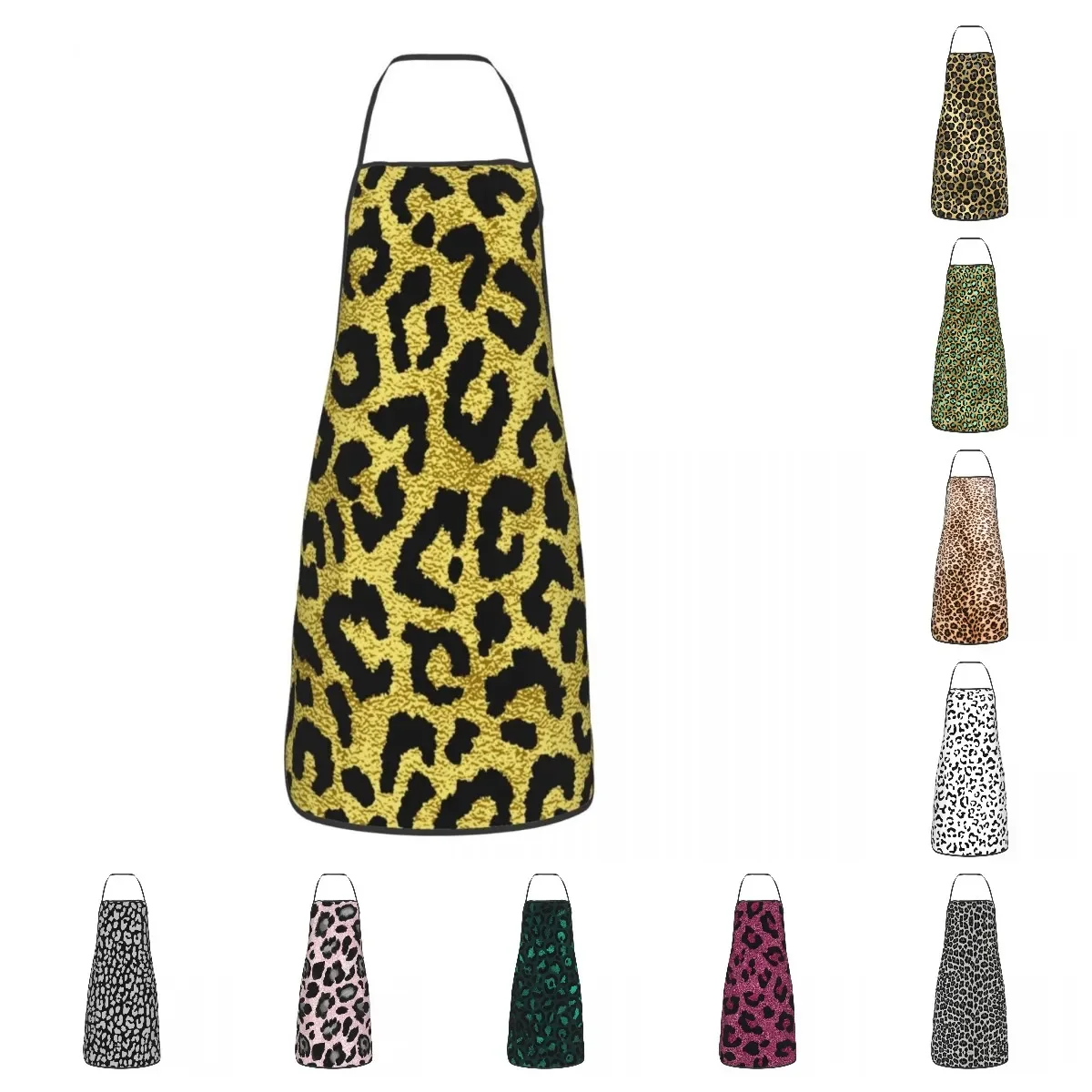 Cute Leopard Print Apron for Women Men Unisex Bib Animal Fur Pattern Cooking Kitchen Tablier Cuisine Chef Gardening