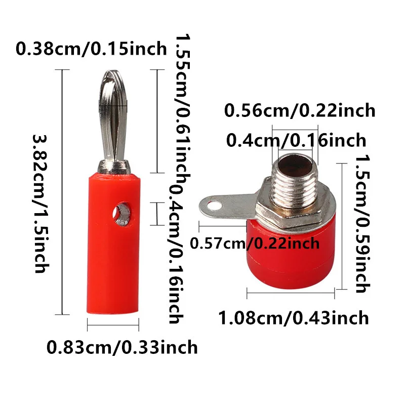 2pair Red+ Black 4mm Banana Plug+Socket Connectors Female Male Insert Connector Nickel Plated DIY