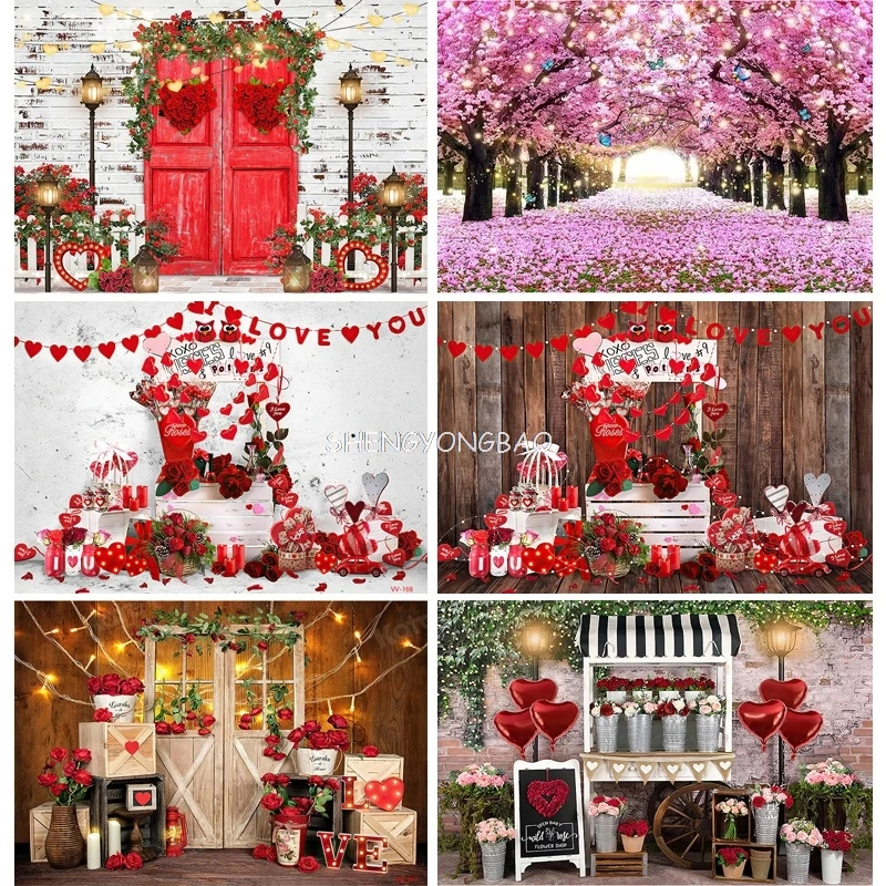 

Romantic Valentine's Day Photography Backdrops Props Red Rose Birthday Love Pre Wedding Party Photo Studio Background VA-08