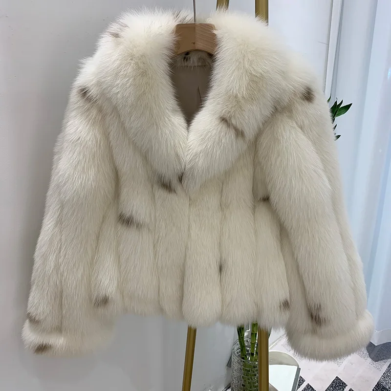 Winter Jacket Women Luxury Natural Fur Coat Real Fox Fur Coat Warm Luxury Crop Jacket Big Collar FO5832