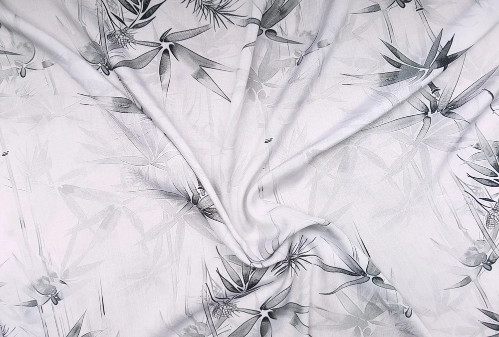 1 meter X 1.4 meter Bamboo Leaf Material Fabric Printed Rayon Viscose