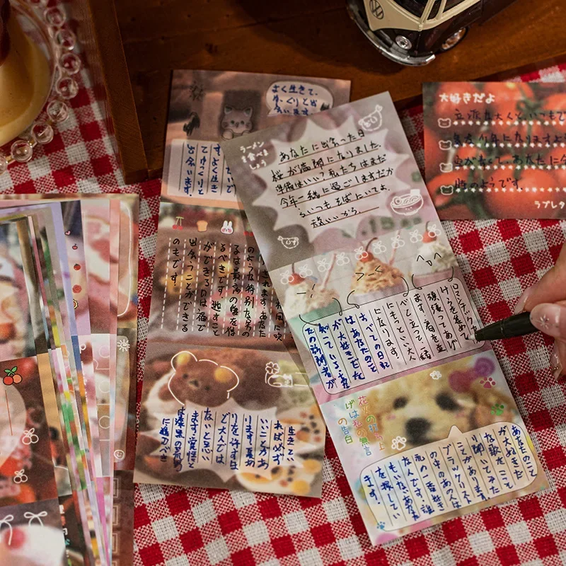40 unidades/pacote bonito retro y2k almofadas de memorando mensagem papel caderno diário diy material decoração base nota papel papelaria japonês
