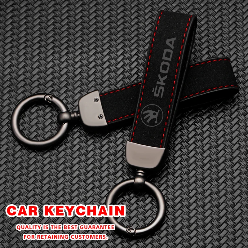 Luxury Leather Car Keychain Auto Logo Keyring Accessories Women Men Gifts For Skoda Yeti VRIS Octavia a5 a7 Karoq Kamiq Fabia