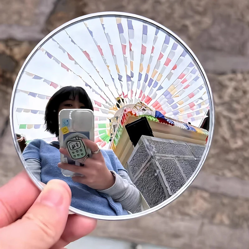 Runder Konvexspiegel Reise-Selfie-Fotorequisiten Hochauflösender Spiegel Tragbarer Schminkspiegel Handgehaltener Fotografiespiegel – Detail 4