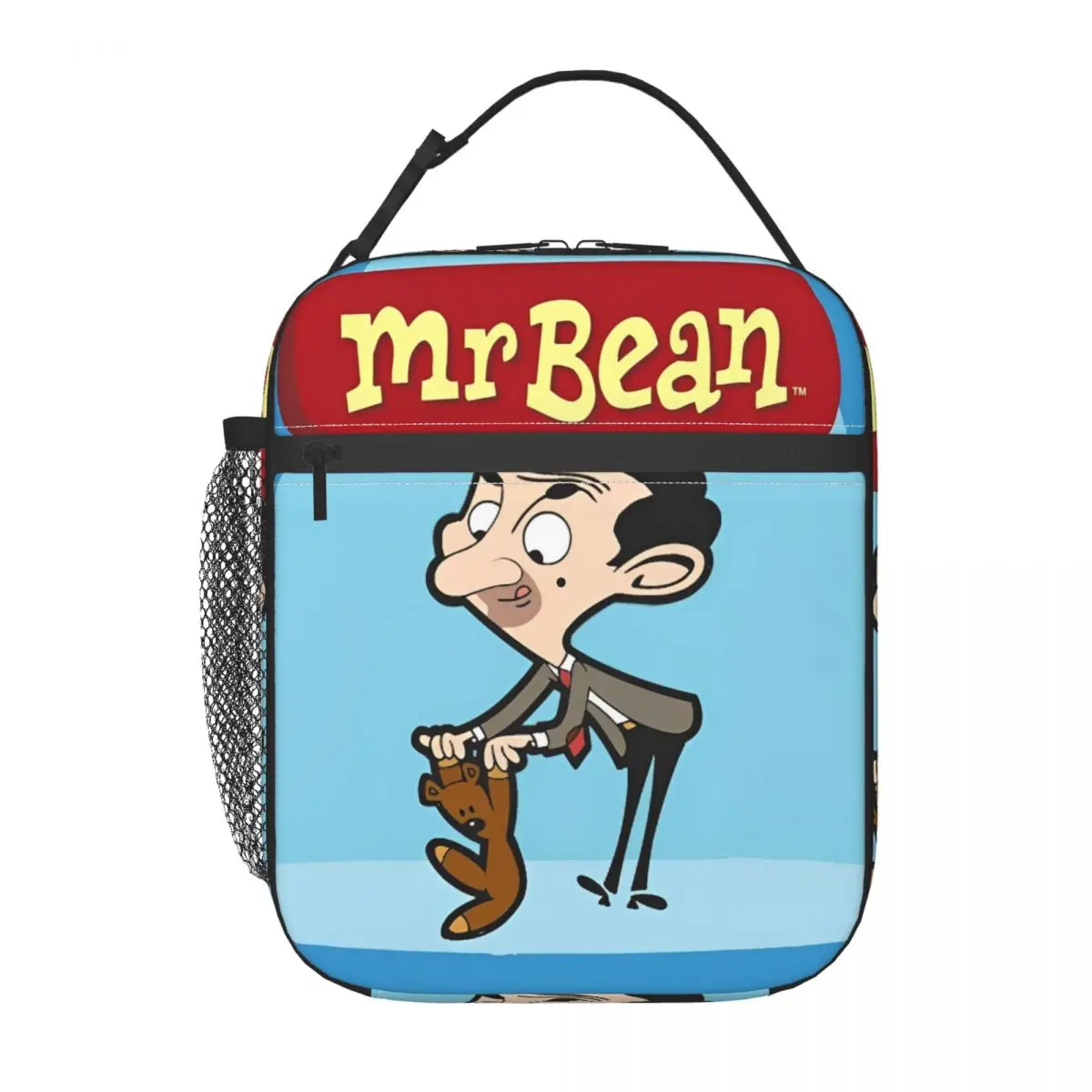 أكياس الغداء المعزولة برسوم كرتونية من Mr Beans، حاوية وجبة كبيرة، حقيبة للحفاظ على البرودة، صندوق غداء للكلية والسفر للفتيات والأولاد