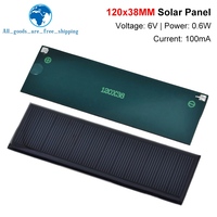 TZT 6V 100mA 0.6W Solar Panel Polycrystalline 120*38MM Mini Sunpower Solar System DIY for Battery Cell Phone Charger