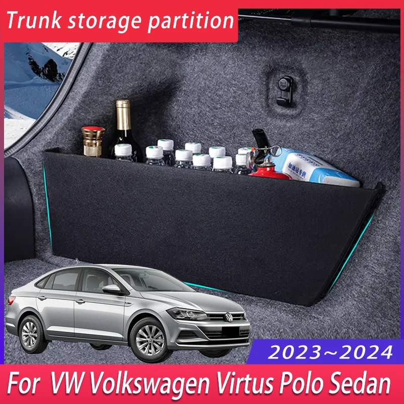 For VW Volkswagen Virtus Polo Sedan 2023 2024 Car Trunk Storage Partition Multi-function Storage Box Auto Interior Accessories