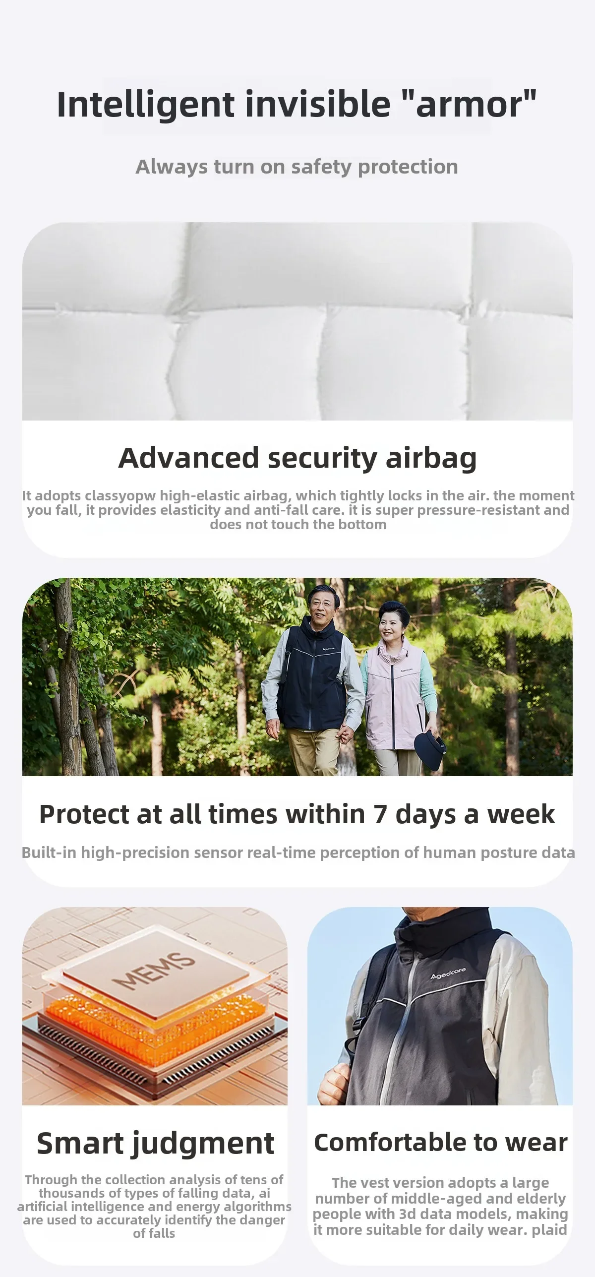 Old Man Elderly Anti-fall Vest Airbag Intelligently Protects The Head and Hip Bones From Falls and Falls A Miraculous Vest