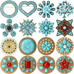 Turquoise Blue Brooches for Women Unisex Tibetan Style Star Rhinestone Party Banquet Party Backpack Gifts Jewelry Accessories