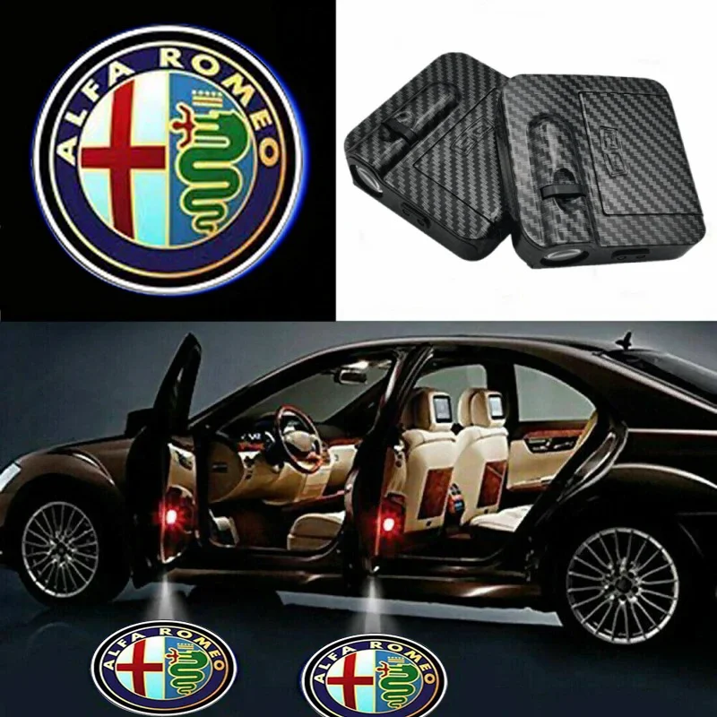 Car door with LED projector car sign blackout light accesorios For Alfa Romeo 146 147 155 156 159 Stelvio Giulia Giulietta Mito