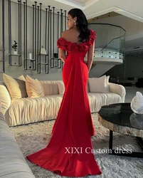 Xixi Vestidos Para Eventos Especiales Red Off-The-Shoulder Formal Occasion Dresses Neckline Strapless Wedding Party Dress Elegan