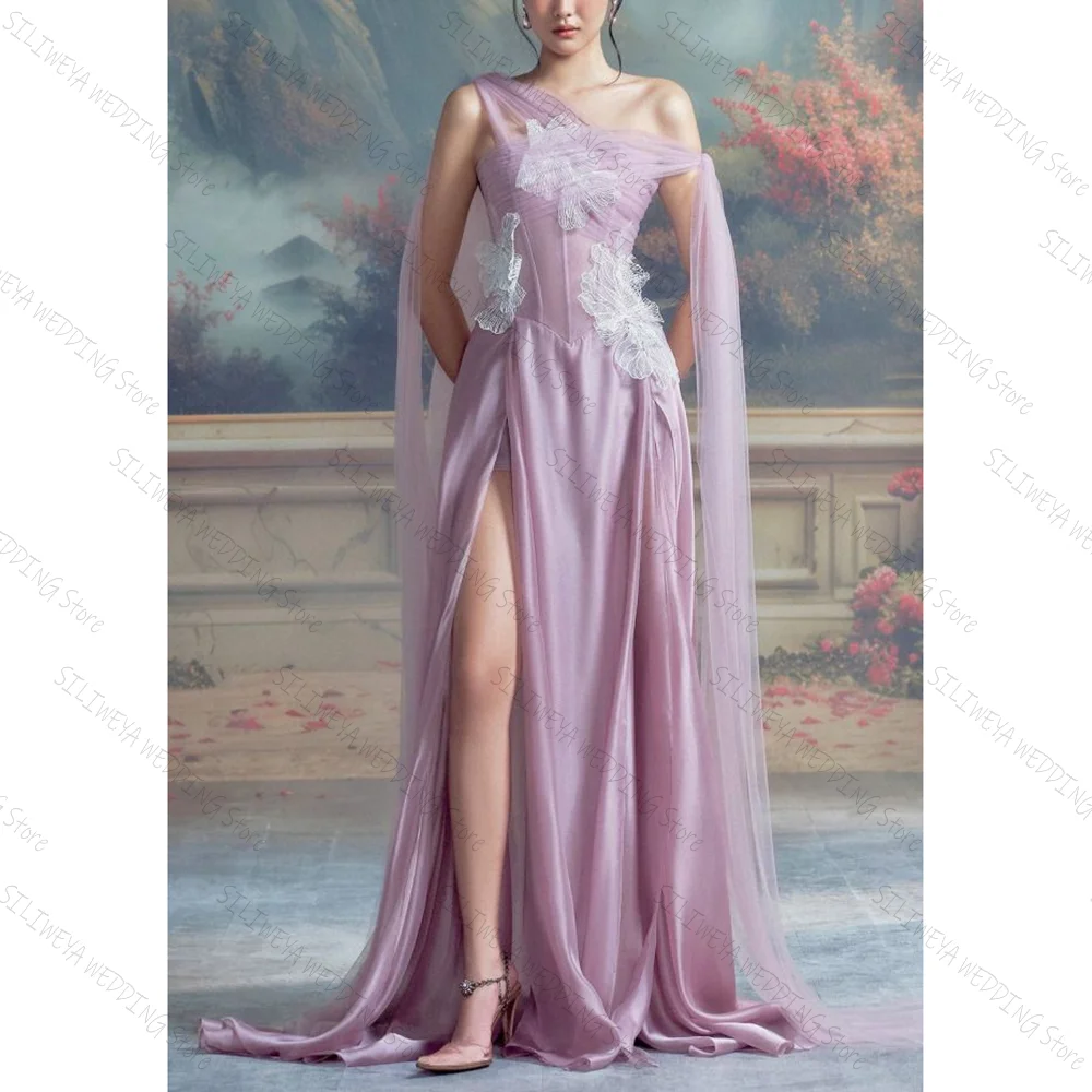 

Light Purple Off The Shoulder A-Line High Slit Prom Dress Fashion Party Floor Length Lady High-end Formal Evening Gowns
