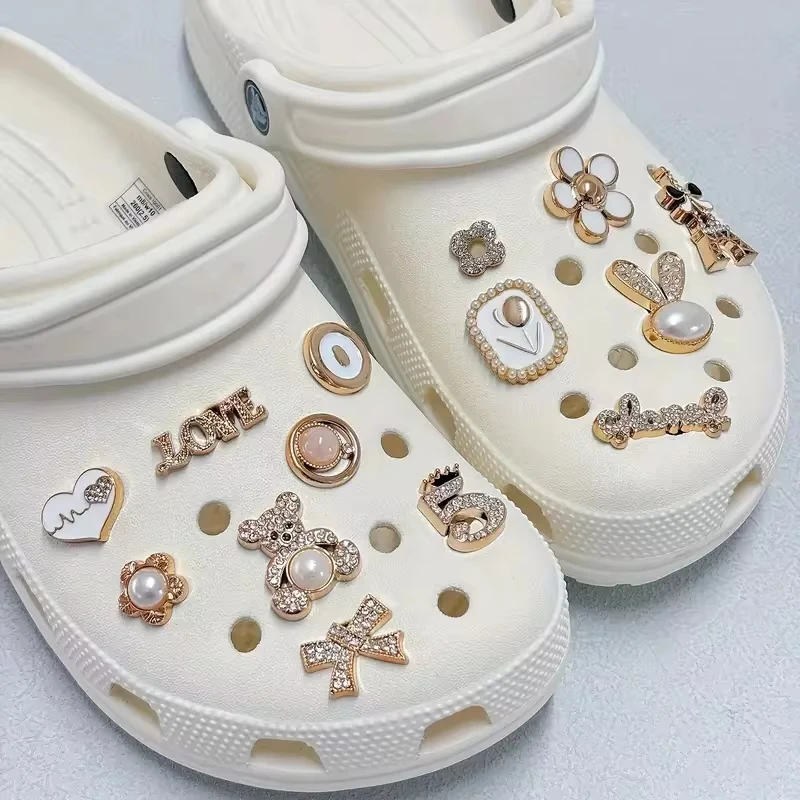 New 14Pcs Fashion Bear Bunny Decorative Shoe Chram Set For Women'S Clog Shoes Removable Sandals Buttons Holiday Xmas Party Gifts