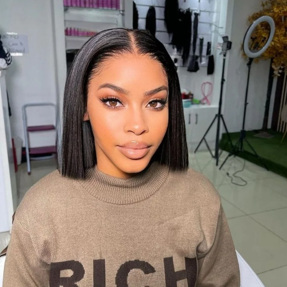 

4x4 Glueless Straight Bob Wig Brazilian Human Hair 13x6 Transparent HD Lace Front Wigs Pre Cut Lace Short Bob For Women