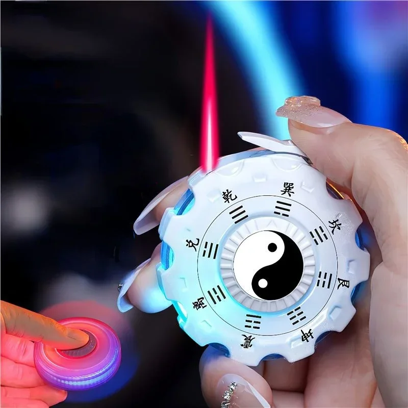 Creative Mecha Fingertip Spinner Windproof Lighter Colorful Flash Bagua Array Luminous Trendy Play Decompression Cool  Men Gifts