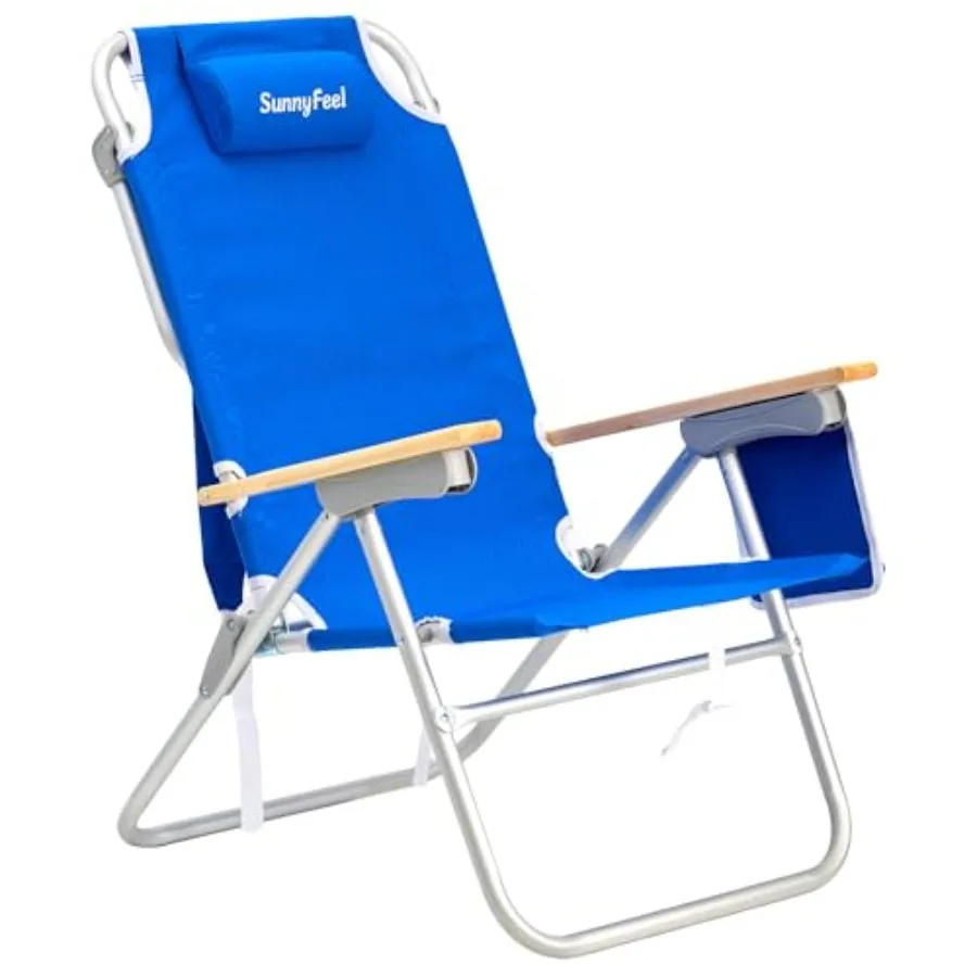 

Высокое пляжное кресло-шезлонг с 5 положениями регулировки, портативное кемпинговое кресло для взрослых с деревянными подлокотниками, легкое для кемпинга