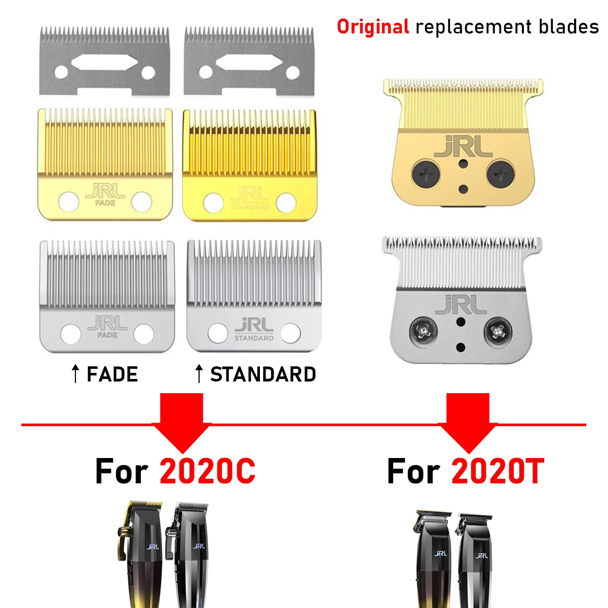 JRL 2020T 2020C Hair Clipper Engraving Push Slim Blade Clipper Trimmer Replacement Original with Logo Authentic