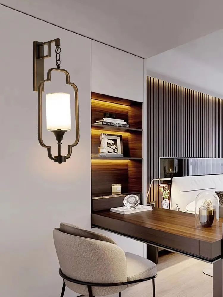 

New Chinese Wall Lamp Zen Living Room Background Bedroom Bedside Lamp Modern Chinese Style Hotel Project Front Aisle Lamp Bra