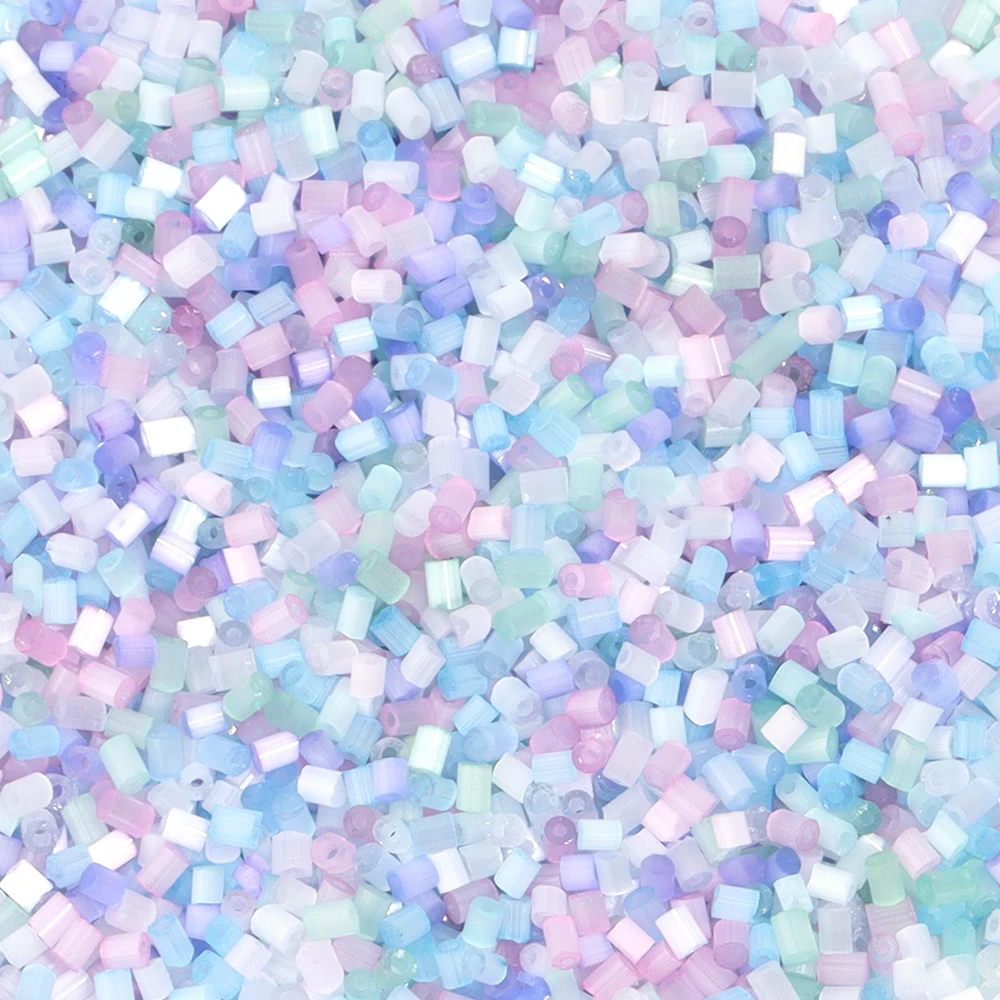 

40g/Bag Tubular Glass Rice Beads Cat's Eye Color Mini Loose Spacer Seed Bead for Jewelry Making Supplies DIY Bracelet Necklace