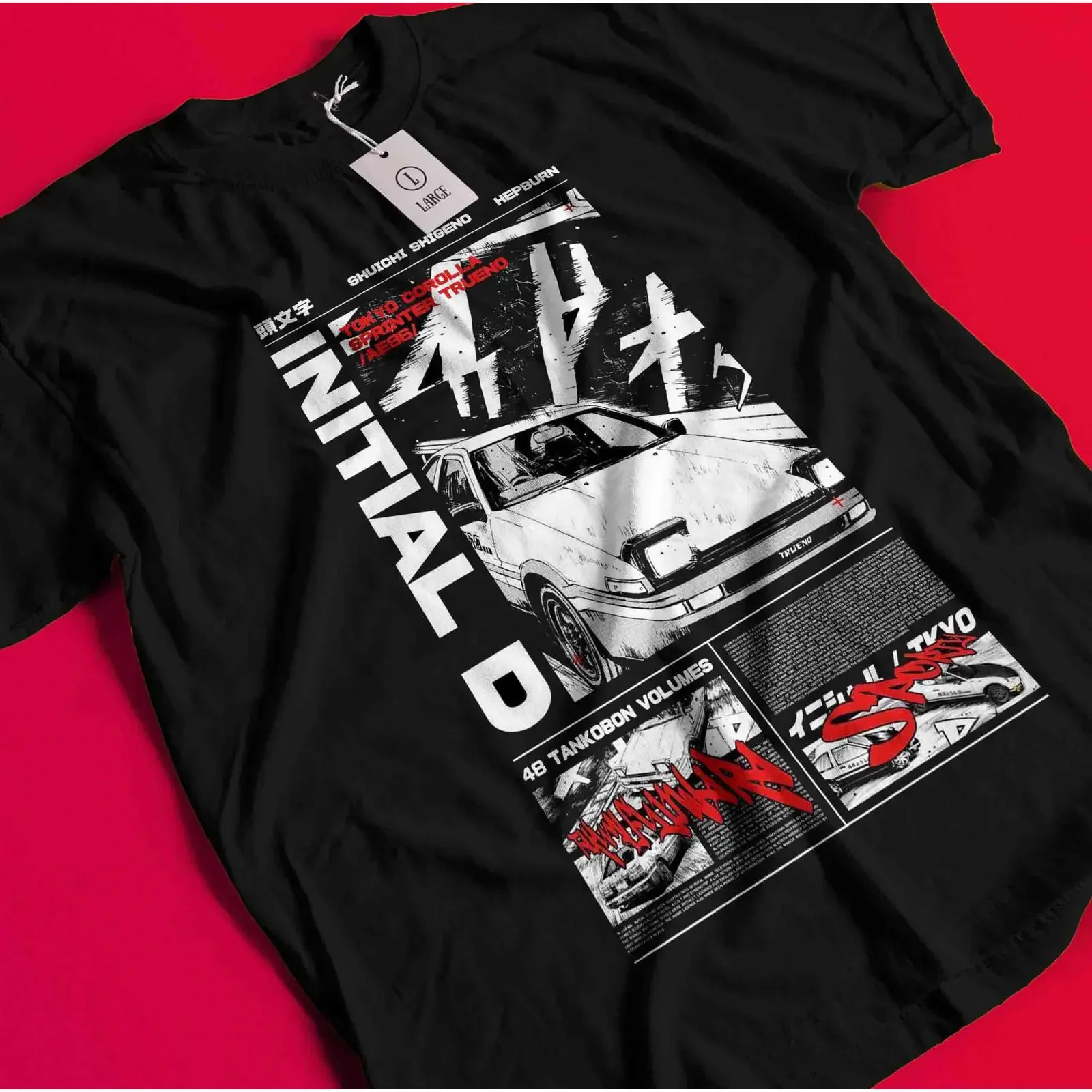 INITIAL D TSHIRT vintage Washed Versatile fashion Unisex graphic Comfortable Top For Everyday Wear Soft streetwear Stretched