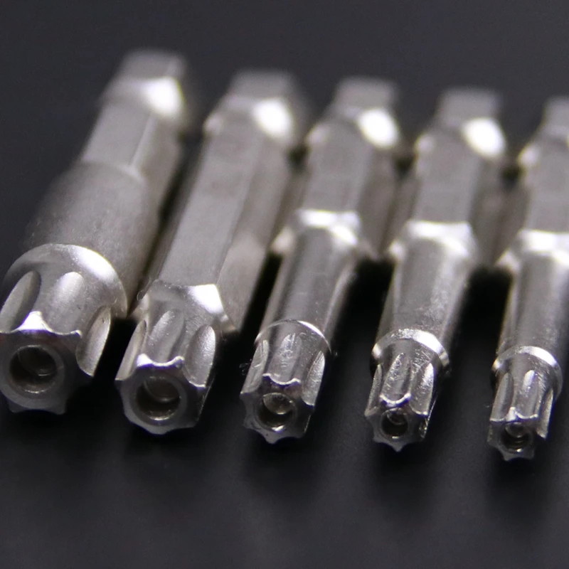 5pcs 7 point torx scrwdriver bit with hole 1/4 hex shank seven-point star bits 7 teeth screw driver TT20 TT25 TT27 TT40 TT45