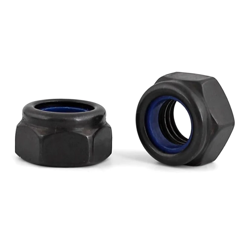 Black Galvanized 304 Stainless Steel Nylon Self-lock Hex Nuts Locknut DIN985 M2 M2.5 M3 M4 M5 M6 M8 M10 M12 M14 M16 M18 M2
