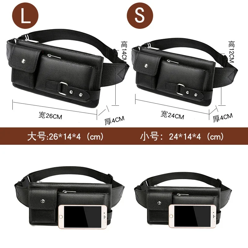 Multi Pocket Fanny Pack PU Leather Waist Bag Slim Shoulder Bag Hip Purse Adjustable Belt Strap Casual Pouch Outdoor Daily Bag