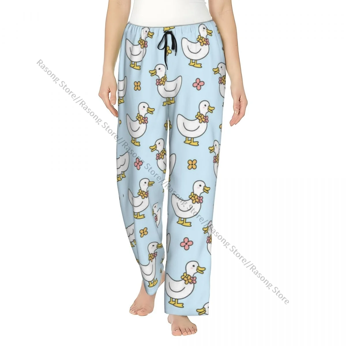 

Женские фланелевые брюки для отдыха, мягкие милые пижамные штаны с узором в виде утки и цветов, зимняя одежда для сна