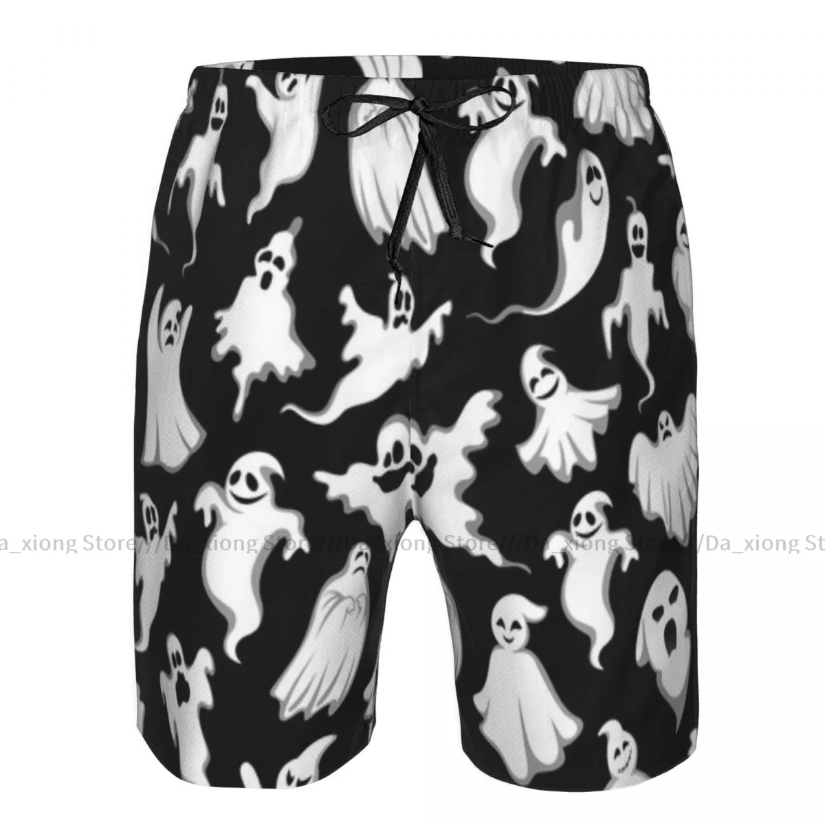 Spooky Ghost Pattern Quick Dry Swimming Shorts For Men Swimwear Swimsuit Trunk Bathing Beach Wear