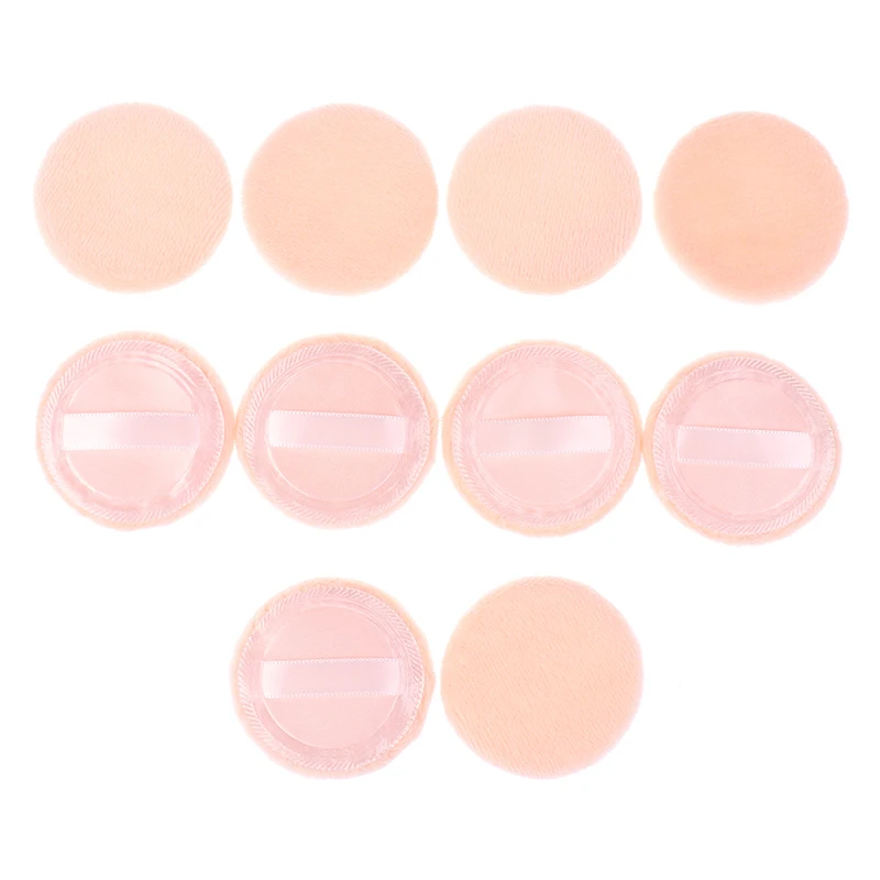 10pcs Round Facial Powder Foundation Puff ,Portable Soft Cosmetic Puff For Makeup Application, Beauty Tool Essential Make Up